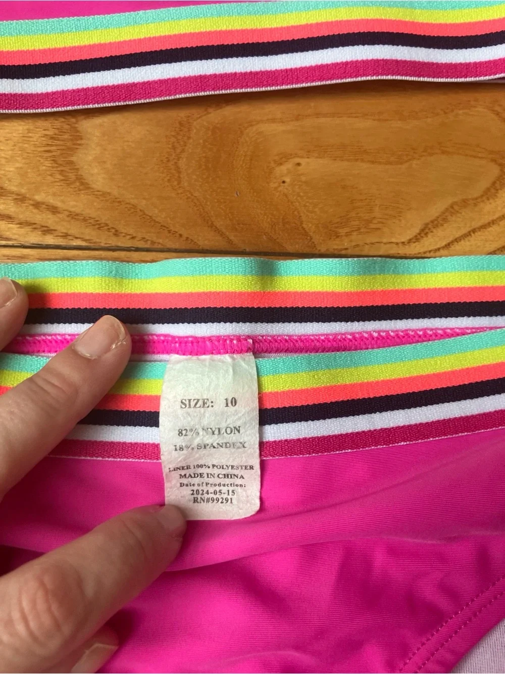 Girls' Bright Pink Bikini with Rainbow Straps